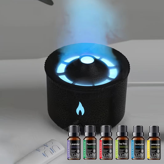 Portable Air Humidifier Set with Volcanic Flame Design Compact Night Light Romantic Lamp for Valentine'S Day Wedding Room Decor