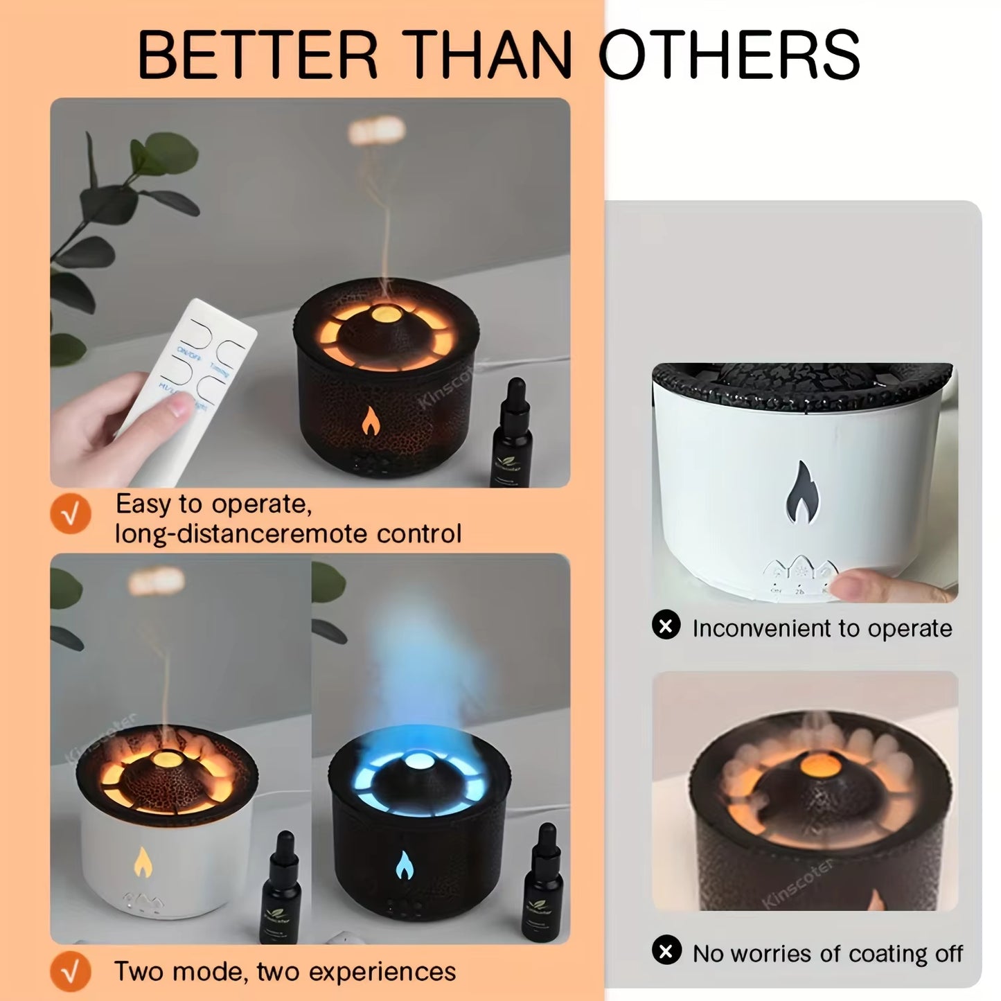 Portable Air Humidifier Set with Volcanic Flame Design Compact Night Light Romantic Lamp for Valentine'S Day Wedding Room Decor