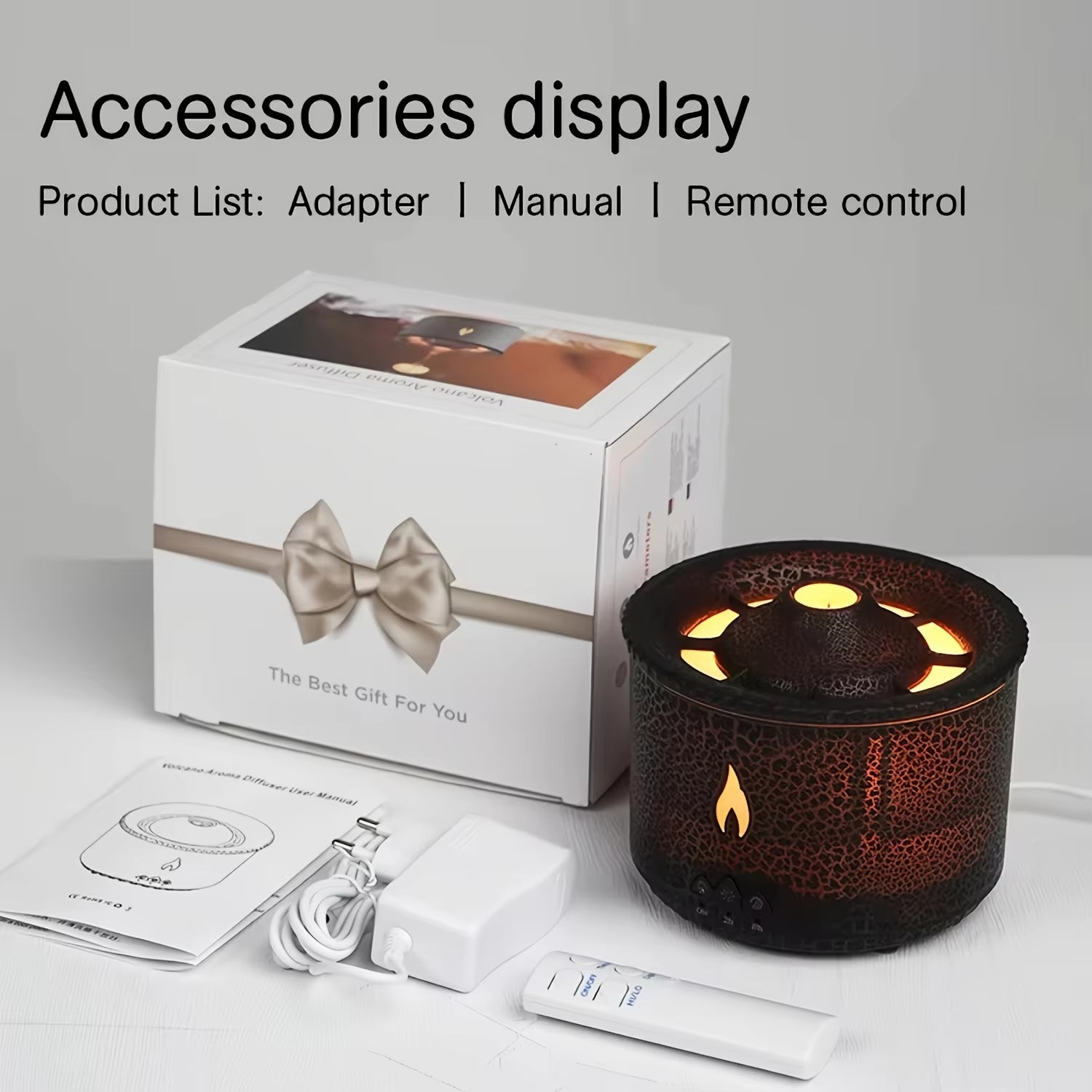 Portable Air Humidifier Set with Volcanic Flame Design Compact Night Light Romantic Lamp for Valentine'S Day Wedding Room Decor